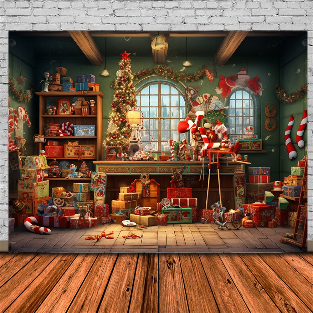 Weihnachten Weihnachtsmann Haus Zimmer Hintergrund RR7-853
