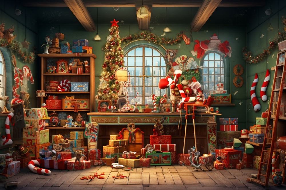 Weihnachten Weihnachtsmann Haus Zimmer Hintergrund RR7-853