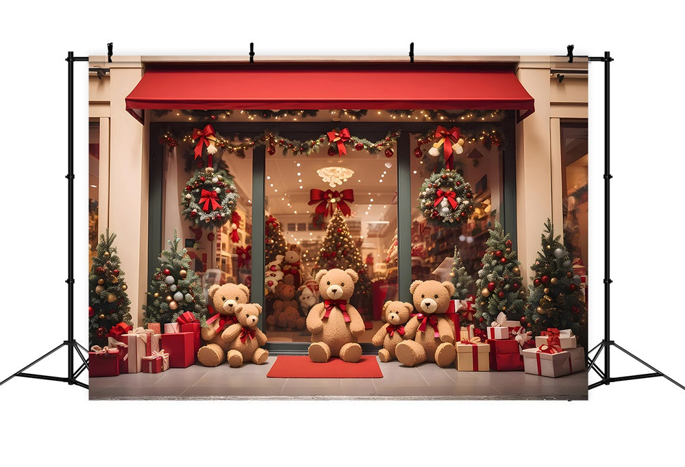 Teddybär Weihnachtsgeschäft Tür Hintergrund RR7-857