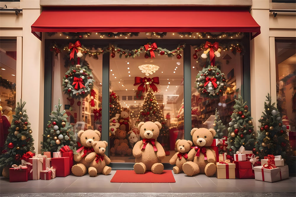 Teddybär Weihnachtsgeschäft Tür Hintergrund RR7-857