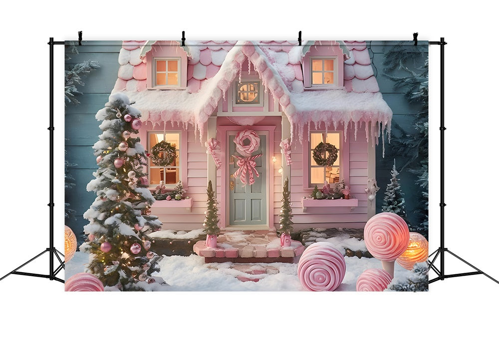 Weihnachtsbaum Rosa Candy House Hintergrund RR7-878