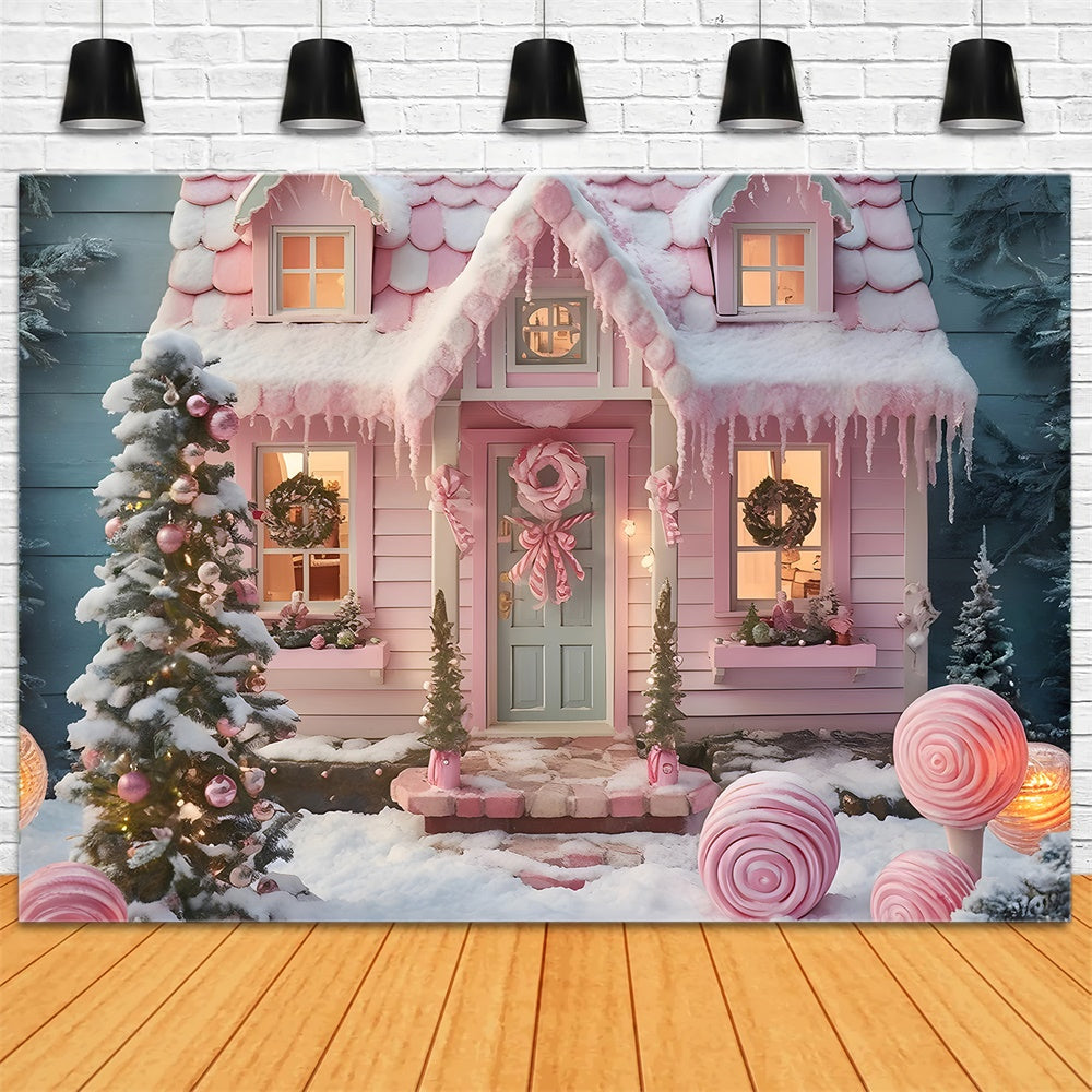 Weihnachtsbaum Rosa Candy House Hintergrund RR7-878