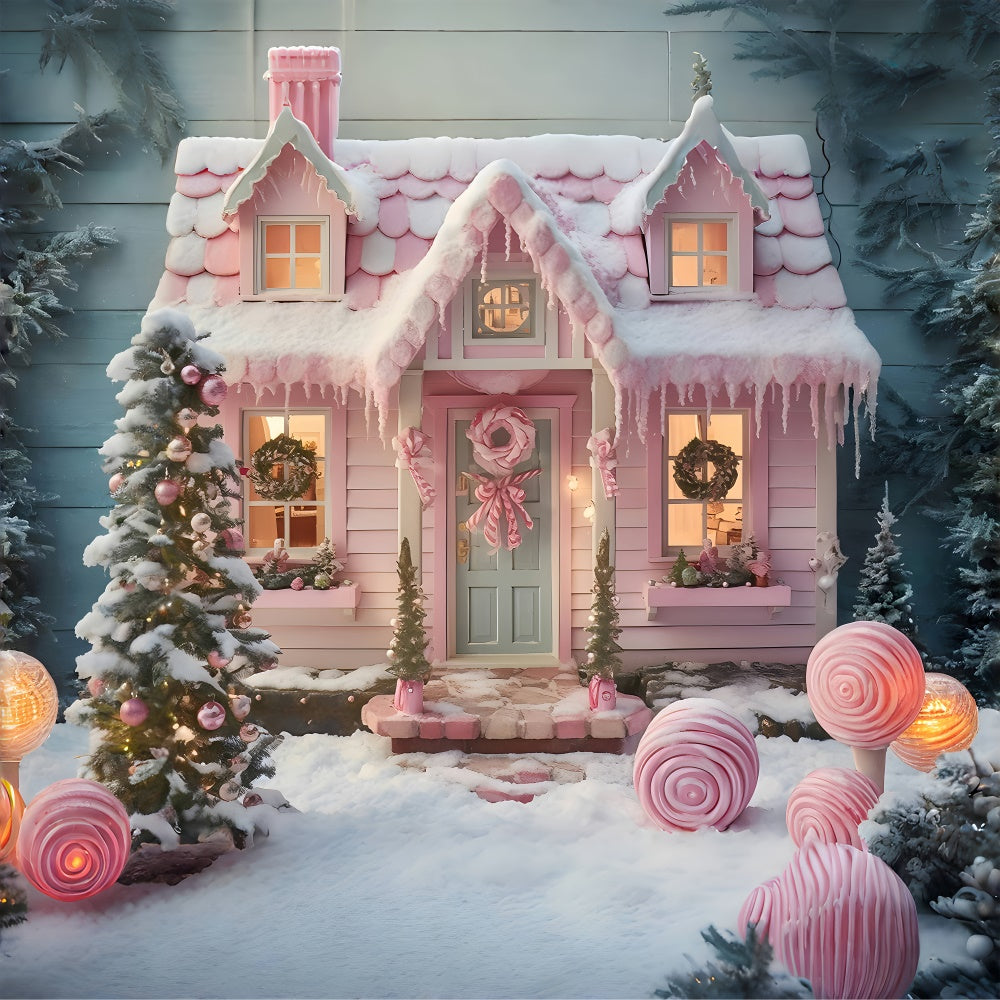 Weihnachtsbaum Rosa Candy House Hintergrund RR7-878