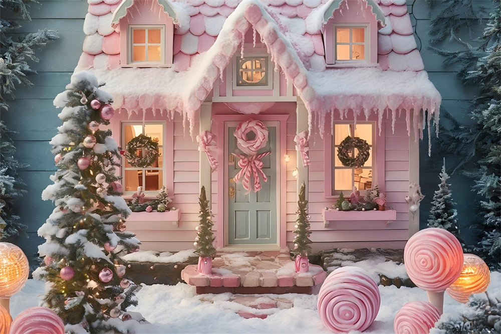 Weihnachtsbaum Rosa Candy House Hintergrund RR7-878