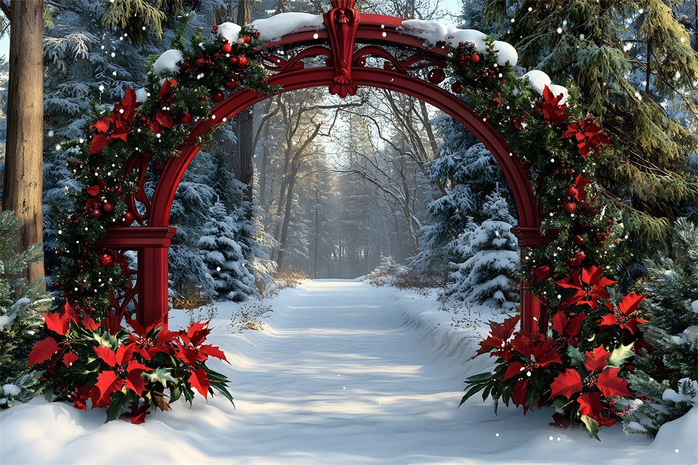 Weihnachten Weihnachtsstern Girlande Schnee Bäume Backdrop RR8-100