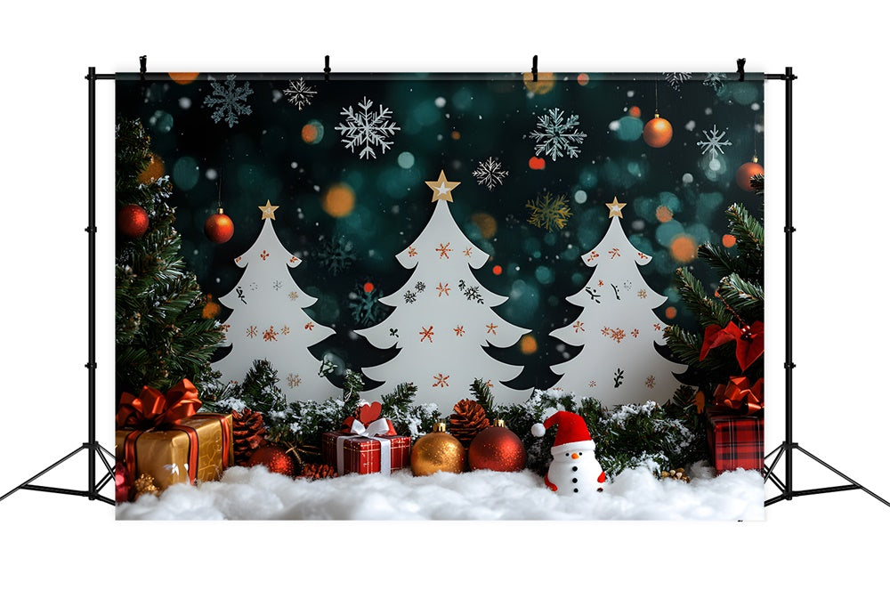 Weihnachtsbäume Schneemann Geschenkboxen Backdrop RR8-101