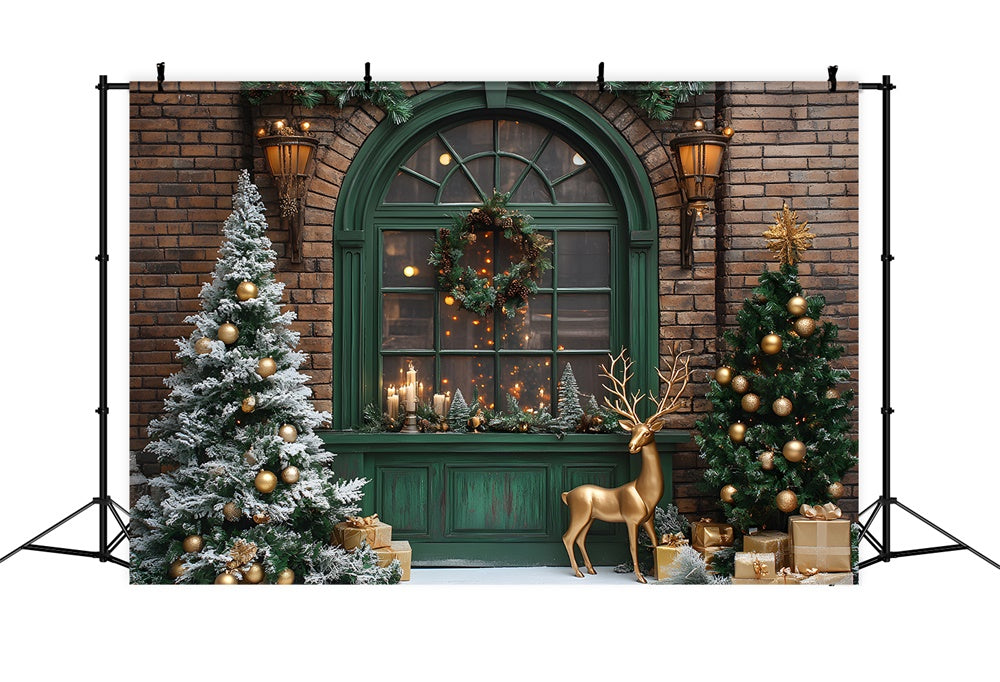 Weihnachtsbaumkranz Fenster Rentier Backdrop RR8-103