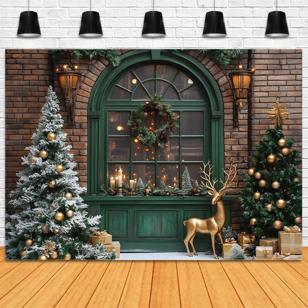 Weihnachtsbaumkranz Fenster Rentier Backdrop RR8-103