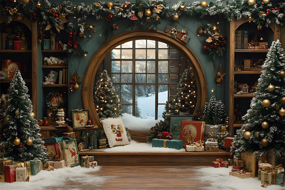 Weihnachten Geschenkboxen Zimmer Fenster Backdrop RR8-107