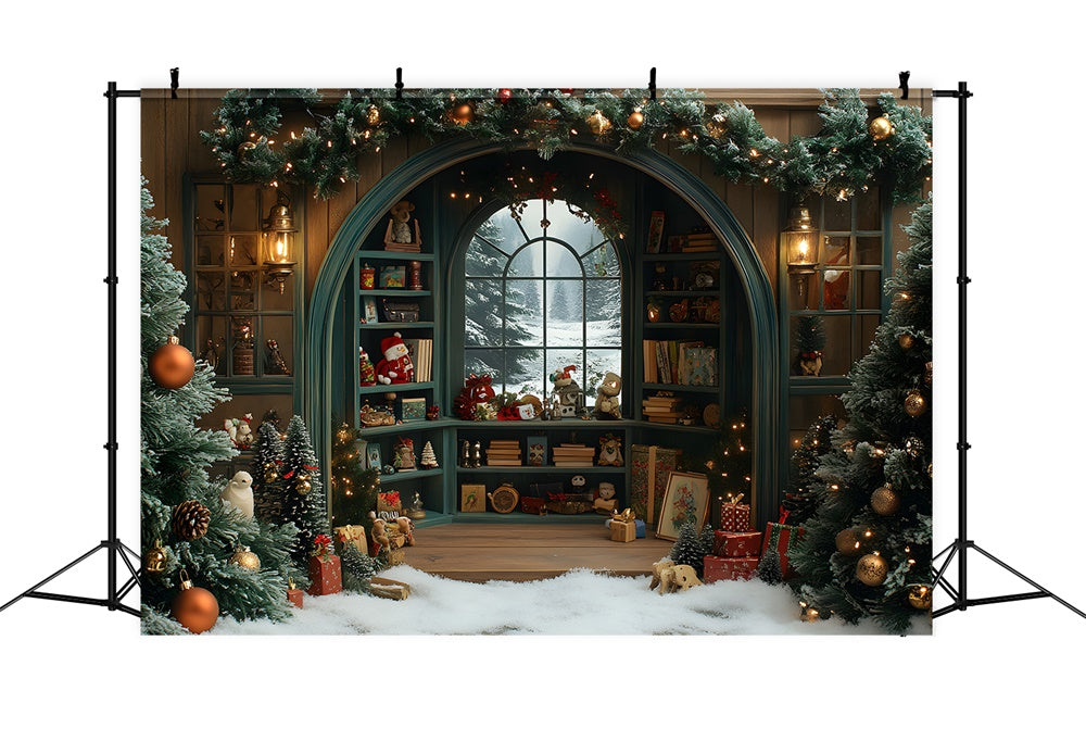 Weihnachten Spielzeug Zimmer Fenster Schnee Backdrop RR8-108