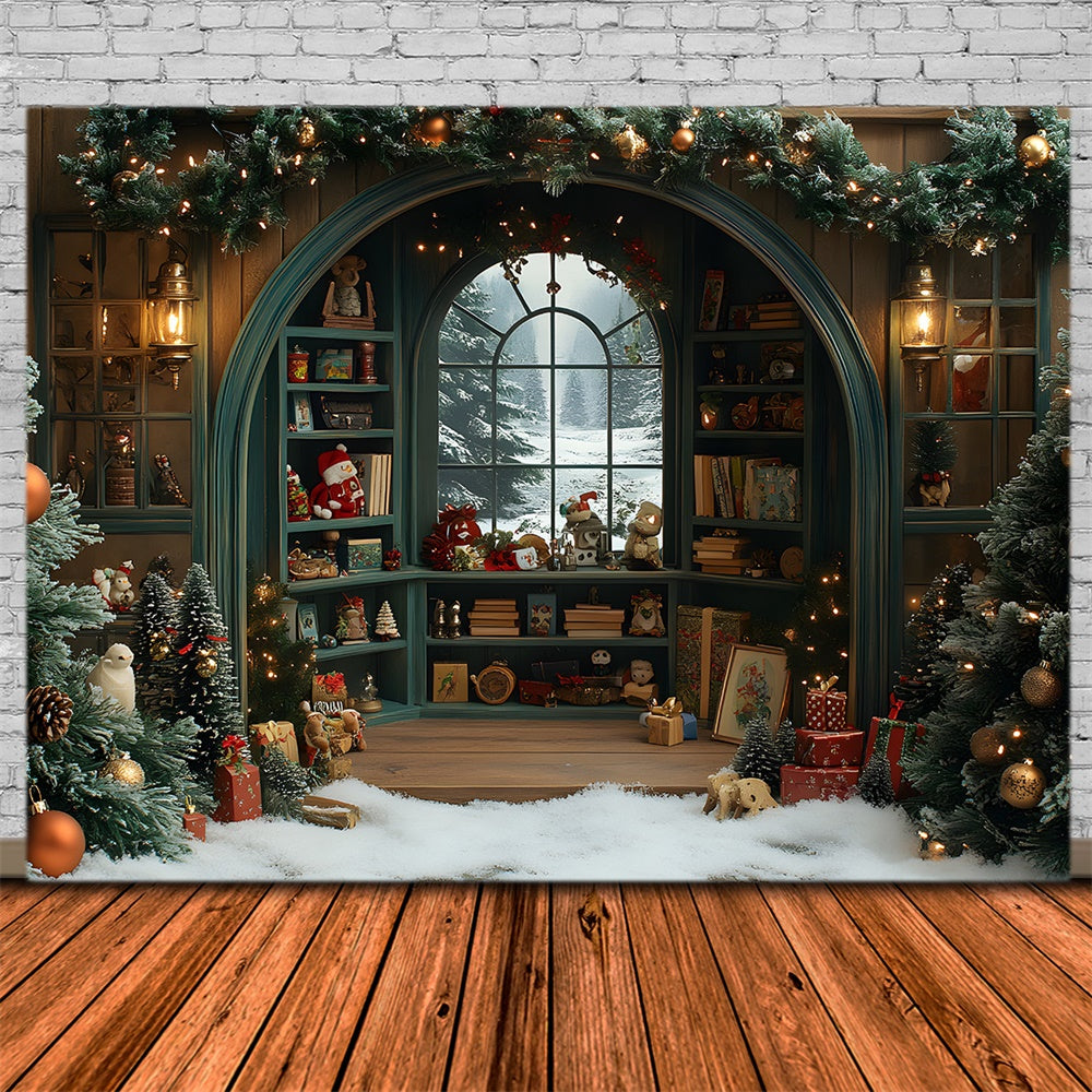 Weihnachten Spielzeug Zimmer Fenster Schnee Backdrop RR8-108