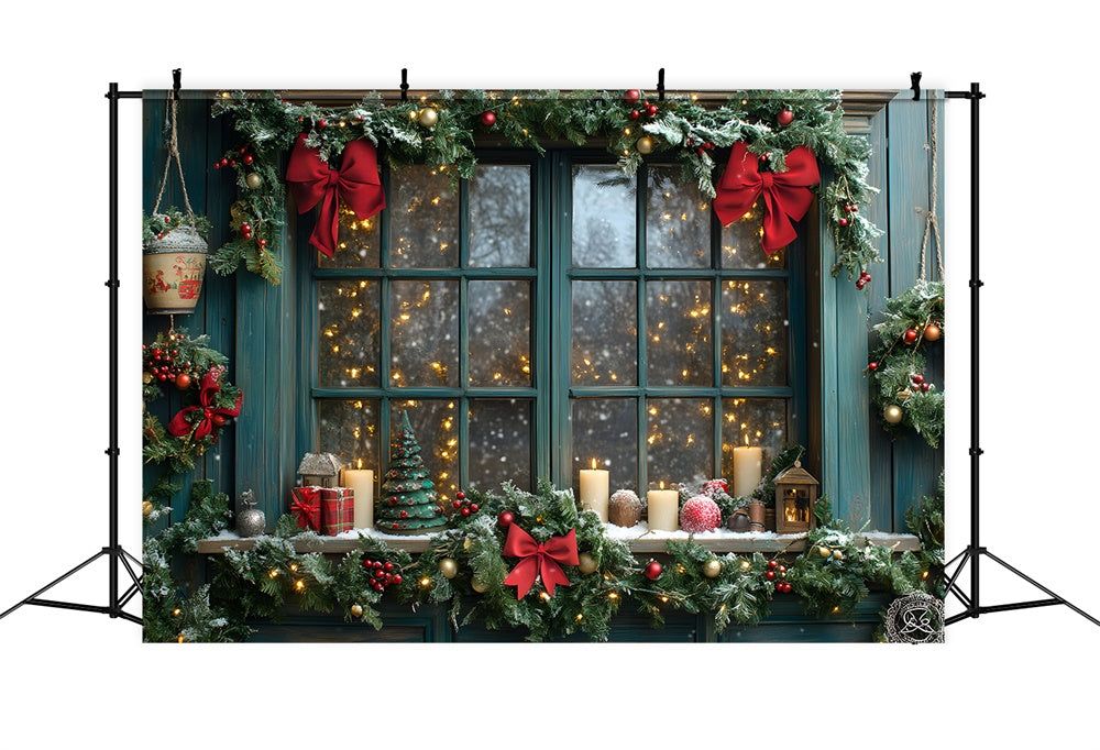 Weihnachtsgirlande Lichter Fensterhintergrund RR8-110