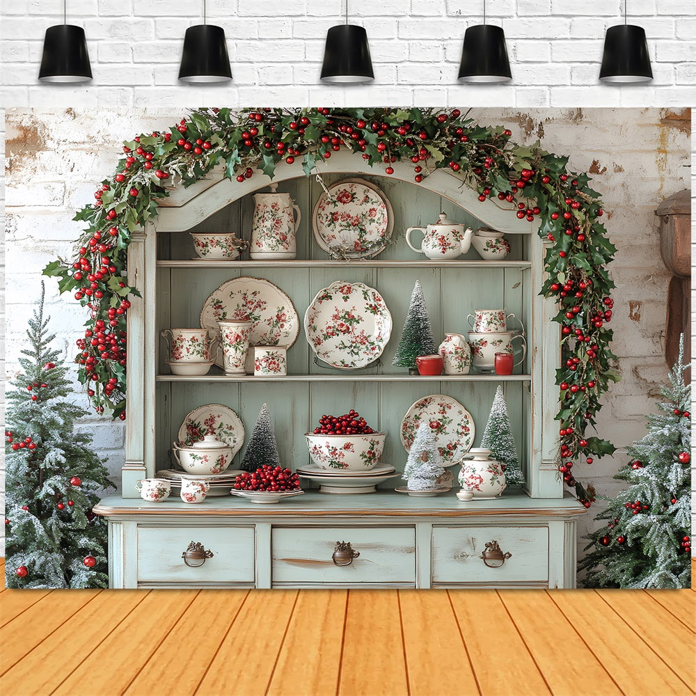 Weihnachtsbäume Girlande Küchenschrank Backdrop RR8-117