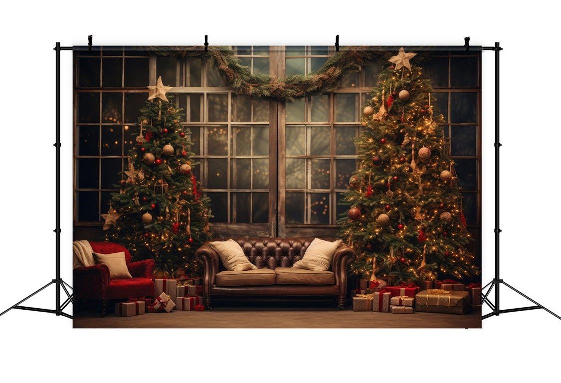 Weihnachten Gemütliches Wohnzimmer Bäume Hintergrund RR8-133