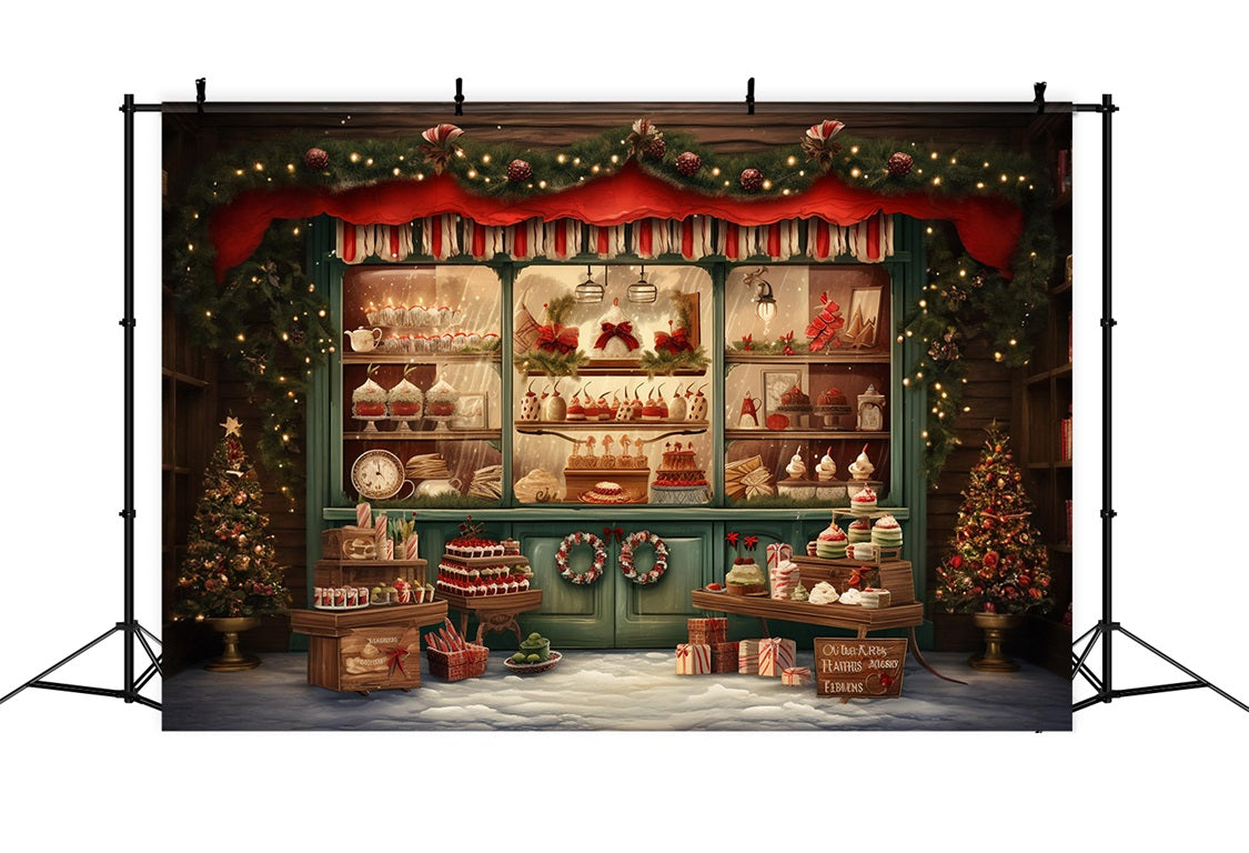 Weihnachten Festliche Bäckerei Schaufenster Hintergrund RR8-142