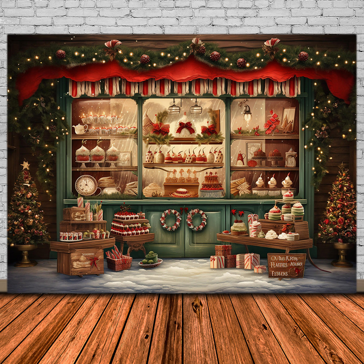 Weihnachten Festliche Bäckerei Schaufenster Hintergrund RR8-142