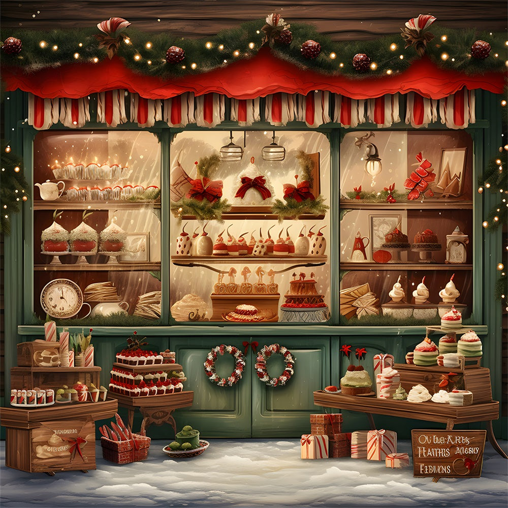 Weihnachten Festliche Bäckerei Schaufenster Hintergrund RR8-142