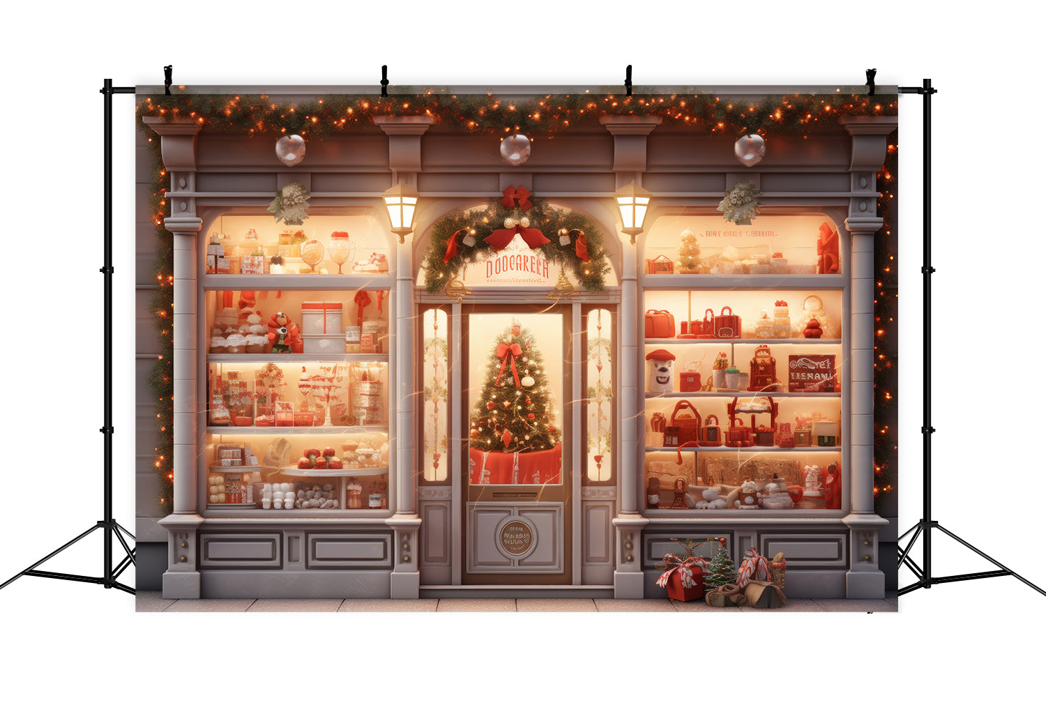 Weihnachten Elegantes Schaufenster mit Baum Hintergrund RR8-144