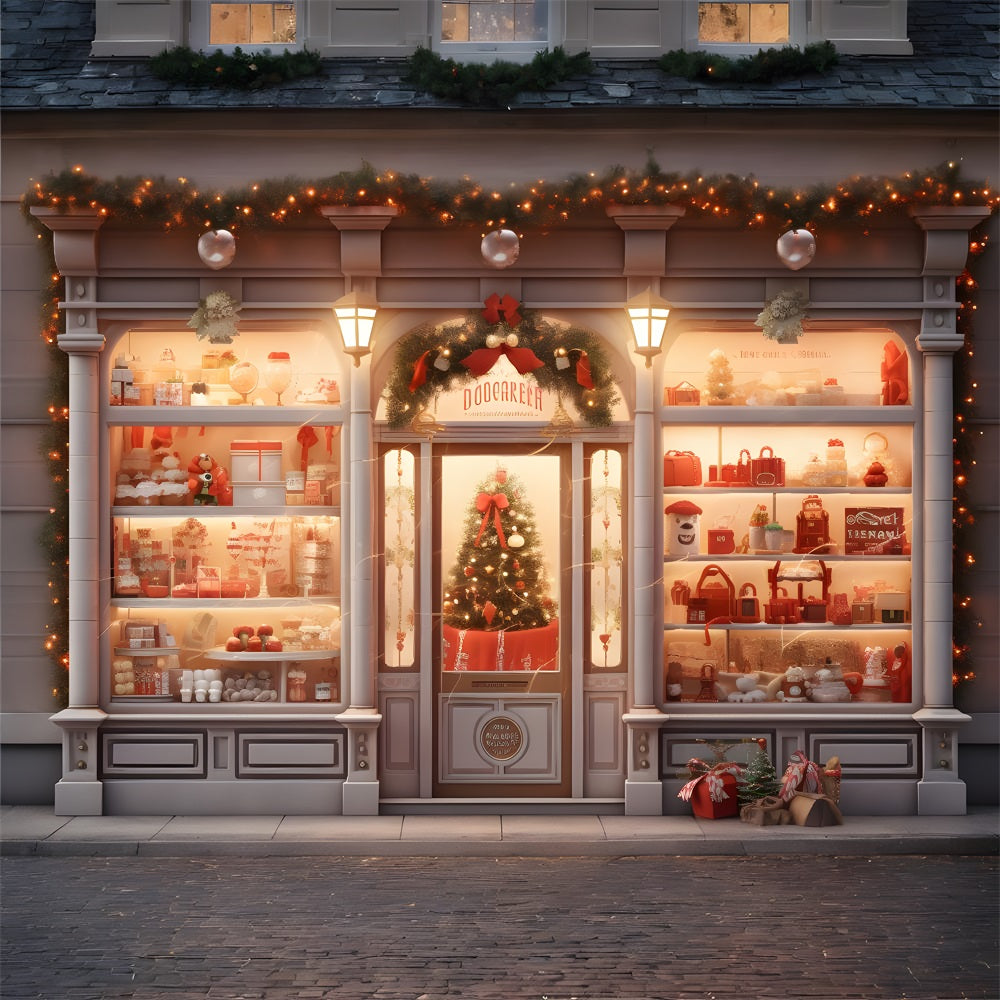 Weihnachten Elegantes Schaufenster mit Baum Hintergrund RR8-144