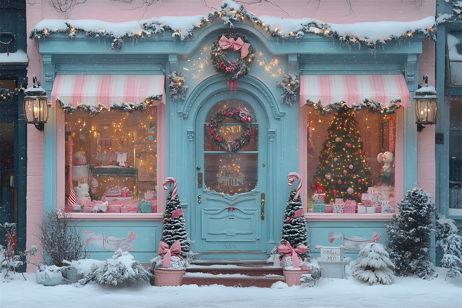 Weihnachten Candyland Schaufenster mit rosa Schleifen RR8-151