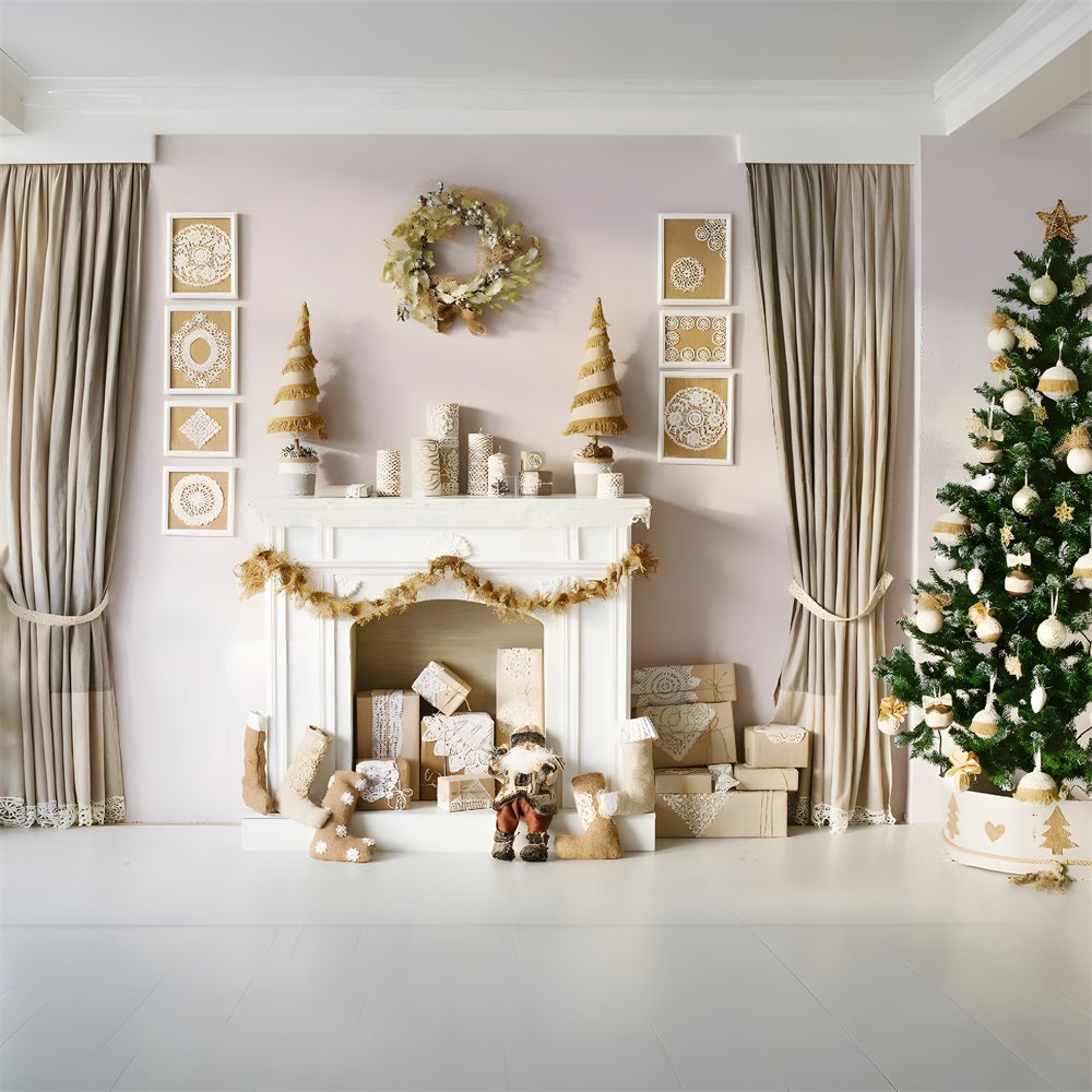 Weihnachten Festliches goldenes Wohnzimmer Hintergrund RR8-164