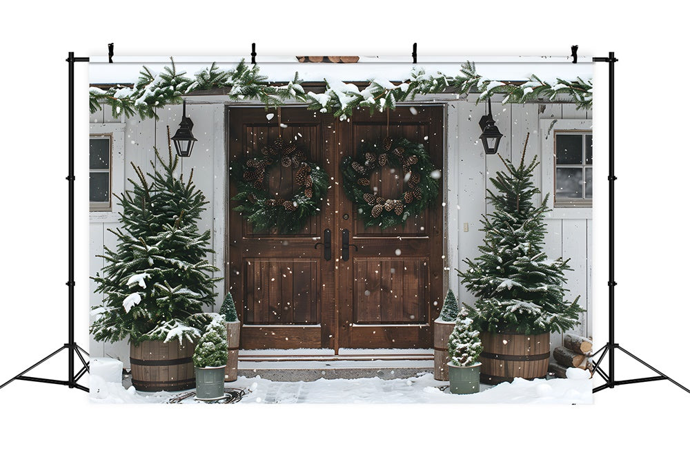 Weihnachten Schneeflocke Holz Tür Hintergrund RR8-17