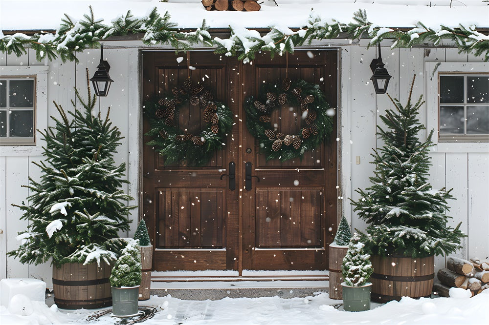 Weihnachten Schneeflocke Holz Tür Hintergrund RR8-17