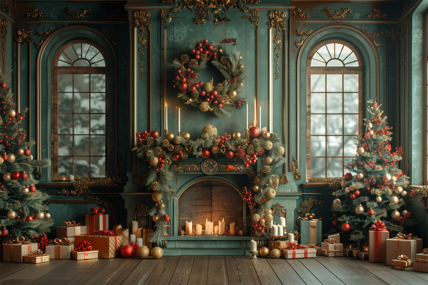 Weihnachten Grand Regal Wohnzimmer Backdrop RR8-170