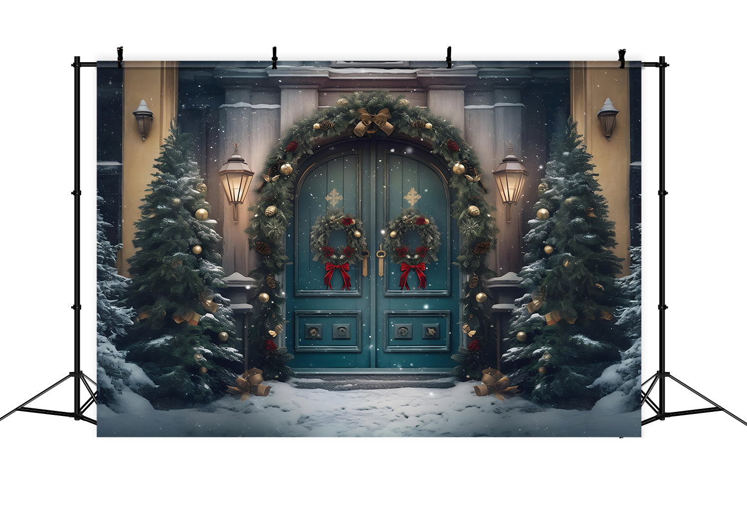 Weihnachten Grand Snowy Doorway Hintergrund RR8-179