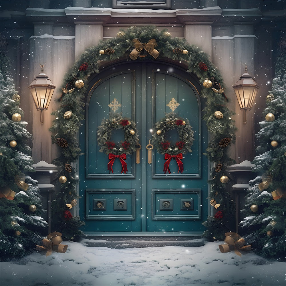 Weihnachten Grand Snowy Doorway Hintergrund RR8-179