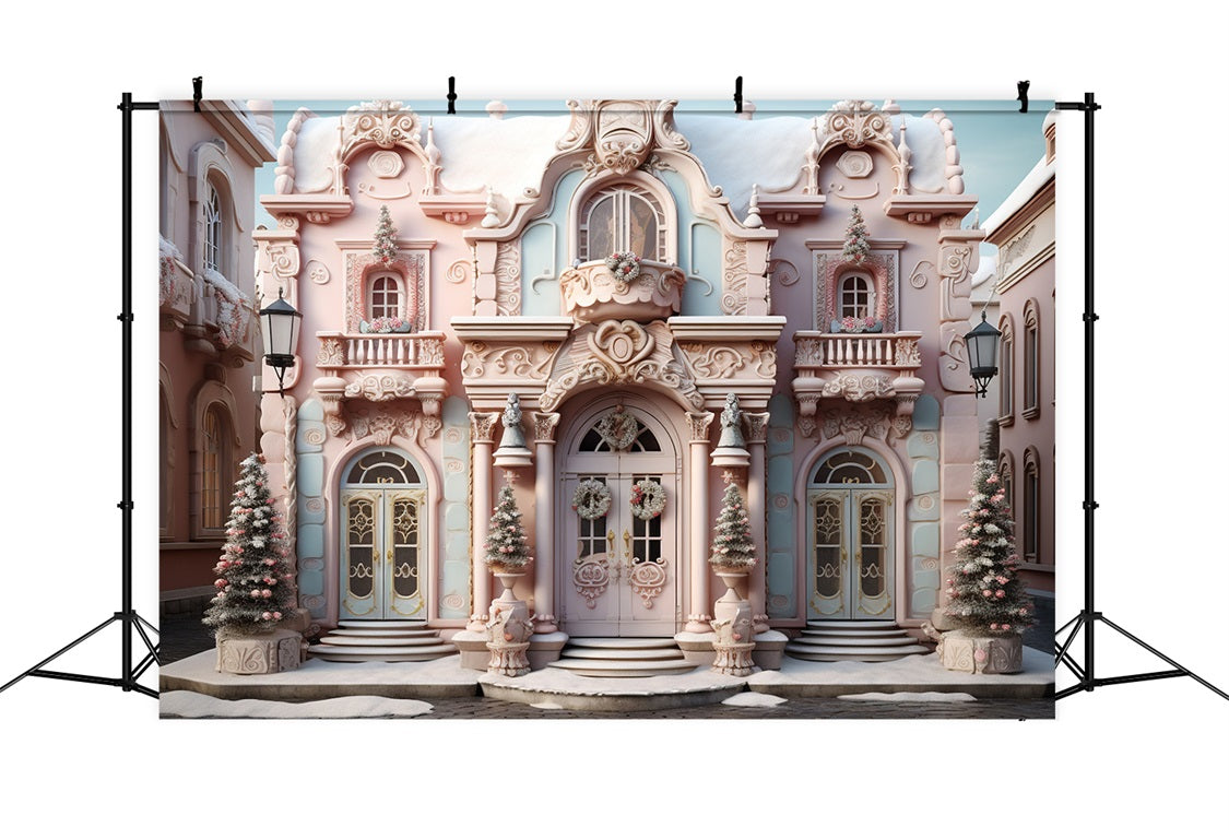 Weihnachten Pink Candy Castle Backdrop RR8-191