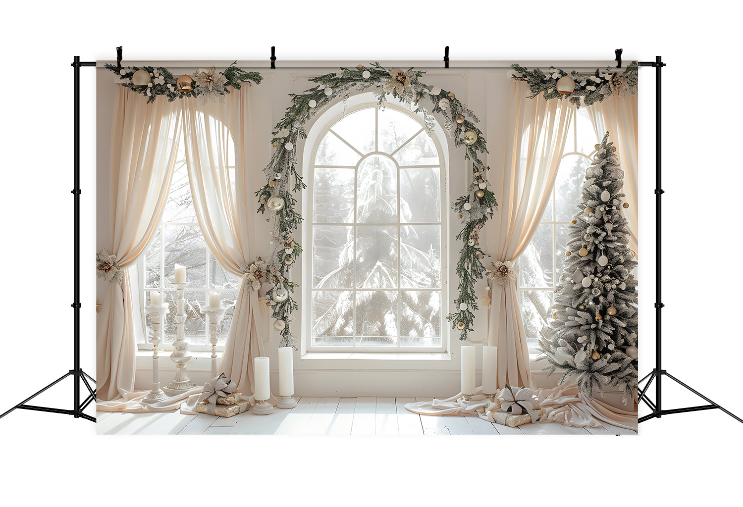 Weihnachten Elegante Fenstervorhänge Backdrop RR8-222