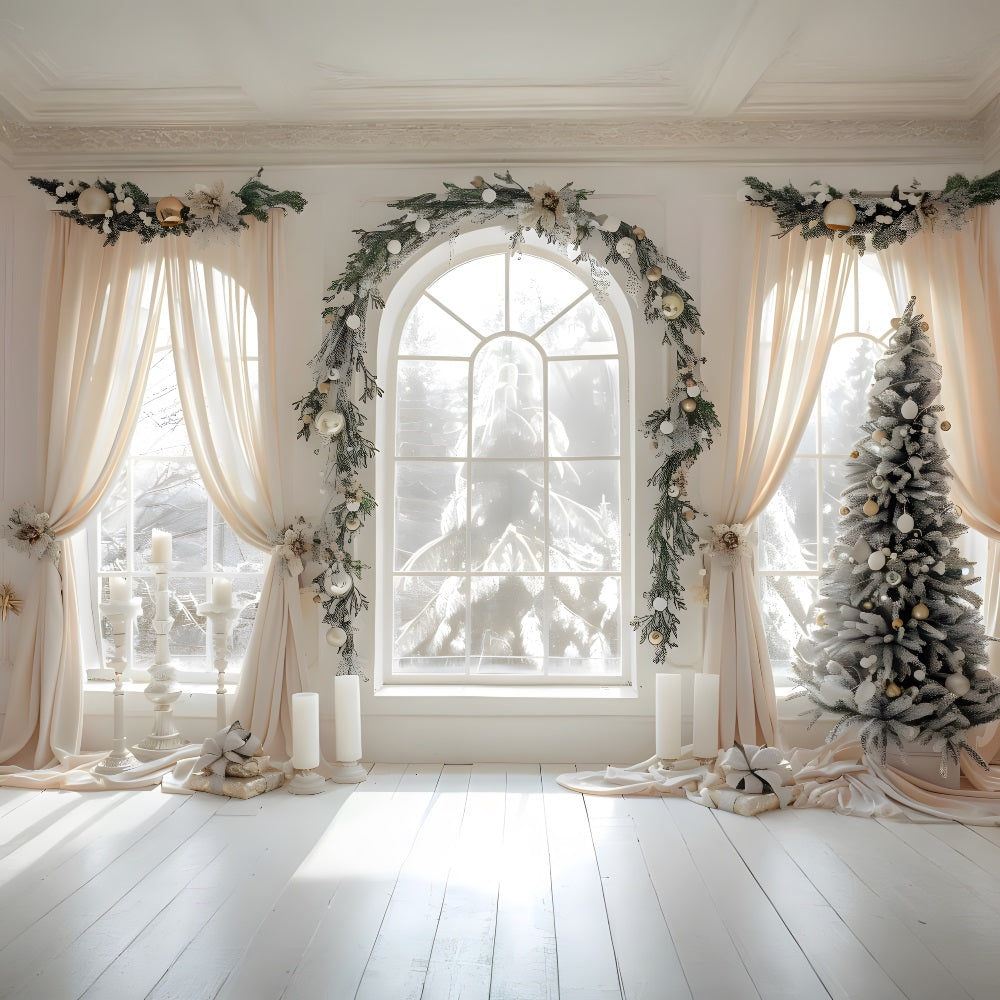 Weihnachten Elegante Fenstervorhänge Backdrop RR8-222