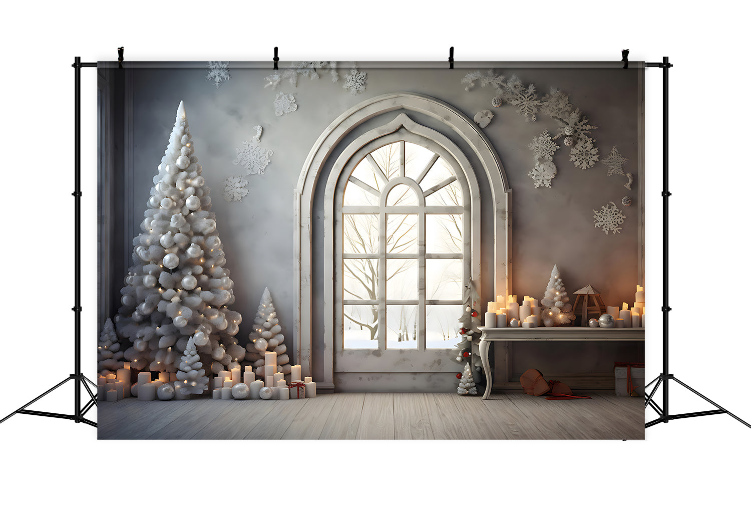 Weihnachten Einfaches Bogenfenster Schneeflocke Backdrop RR8-224