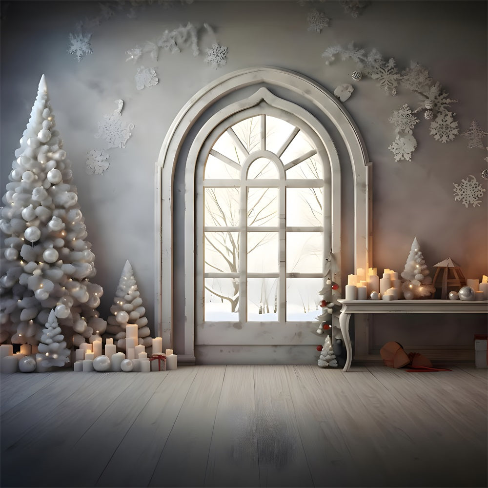 Weihnachten Einfaches Bogenfenster Schneeflocke Backdrop RR8-224