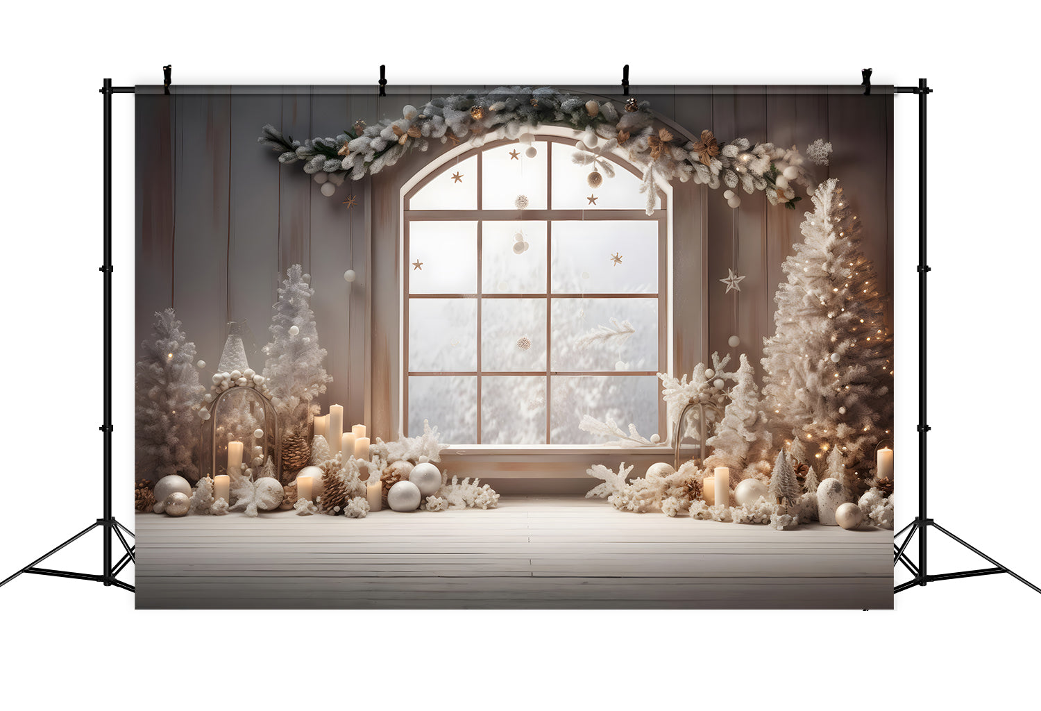 Weihnachten Elegantes weißes Schaufenster Backdrop RR8-225