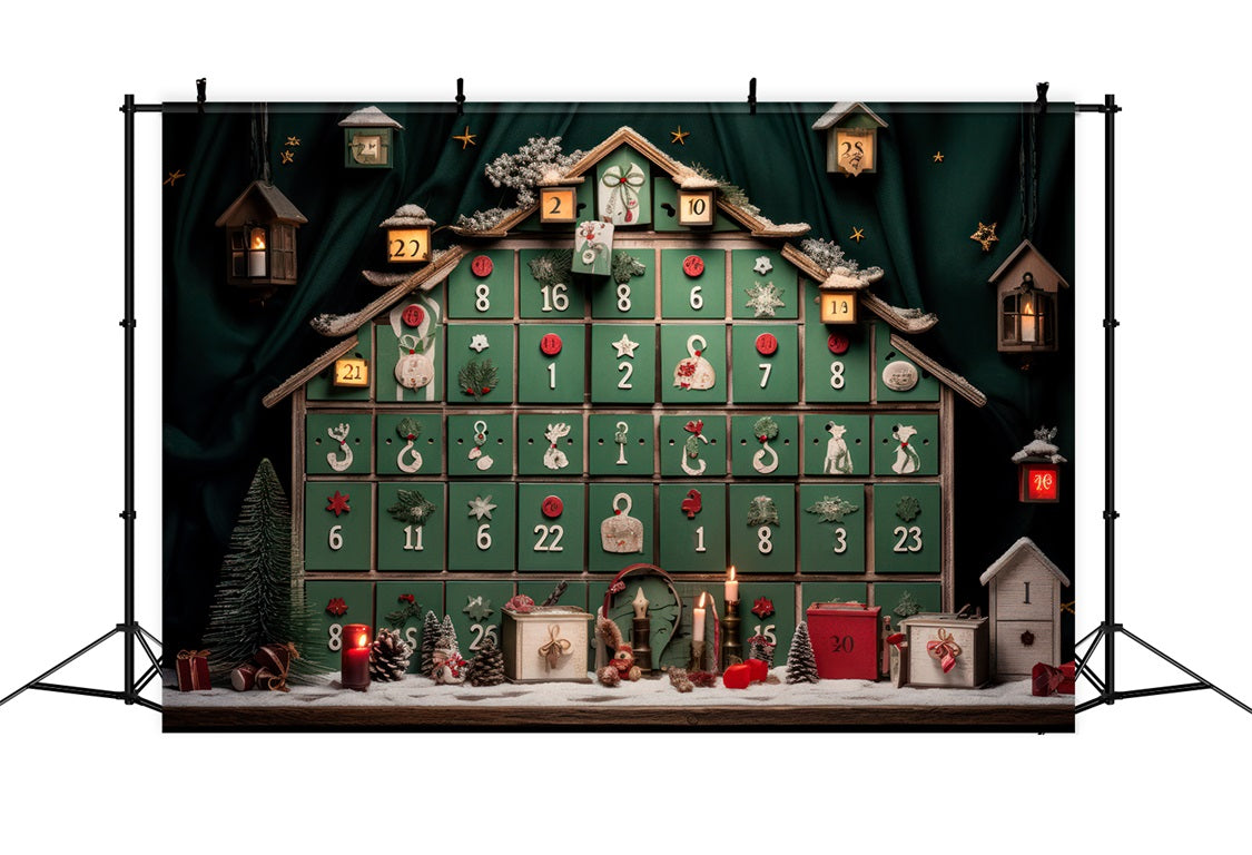 Weihnachtlicher Adventskalender mit rustikalem Dekor Hintergrund RR8-226