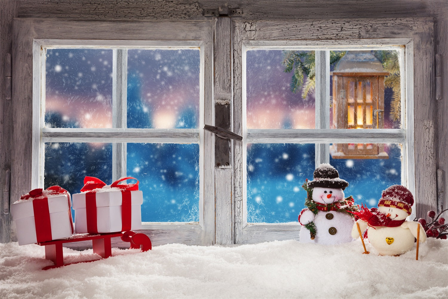 Weihnachten Gemütliches Fenster mit Schneemann Backdrop RR8-231