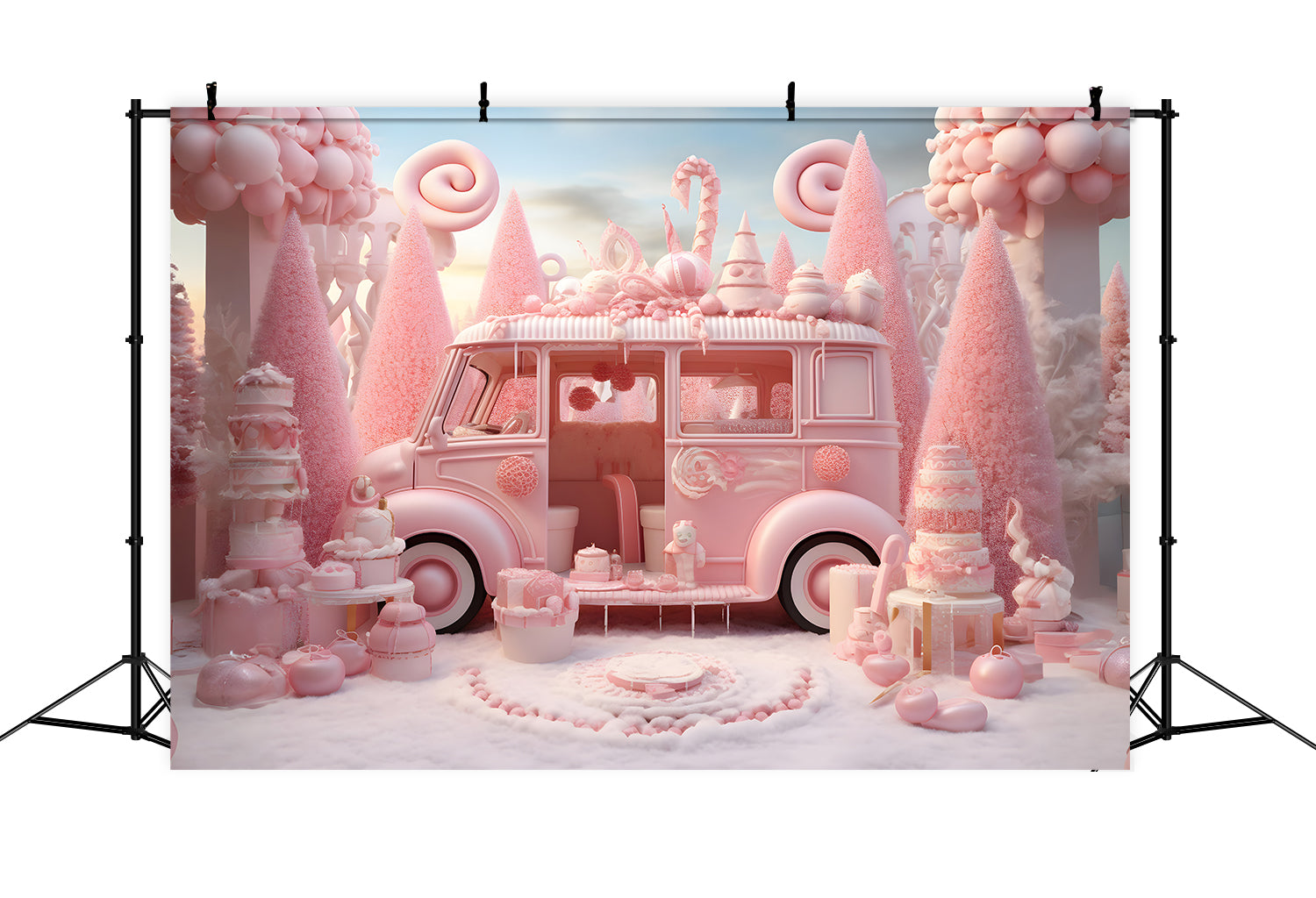 Weihnachtlicher rosa Candyland Van mit Leckereien RR8-245