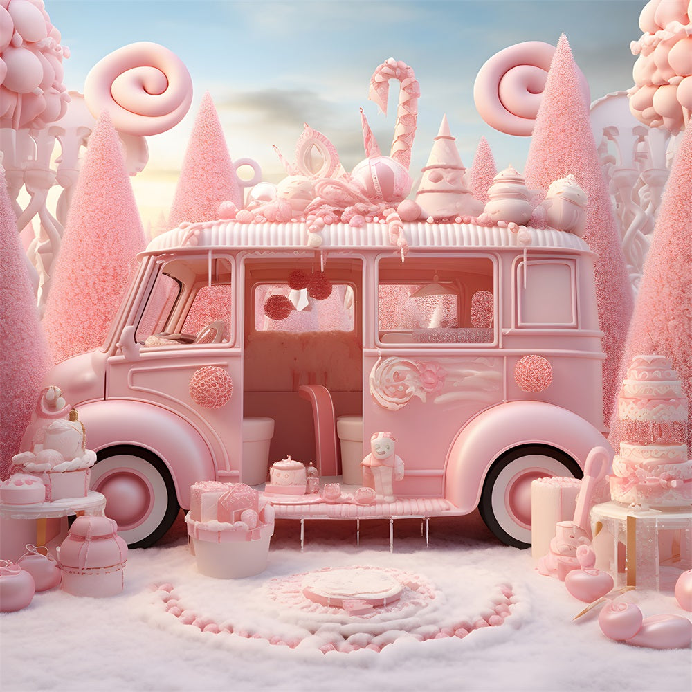 Weihnachtlicher rosa Candyland Van mit Leckereien RR8-245