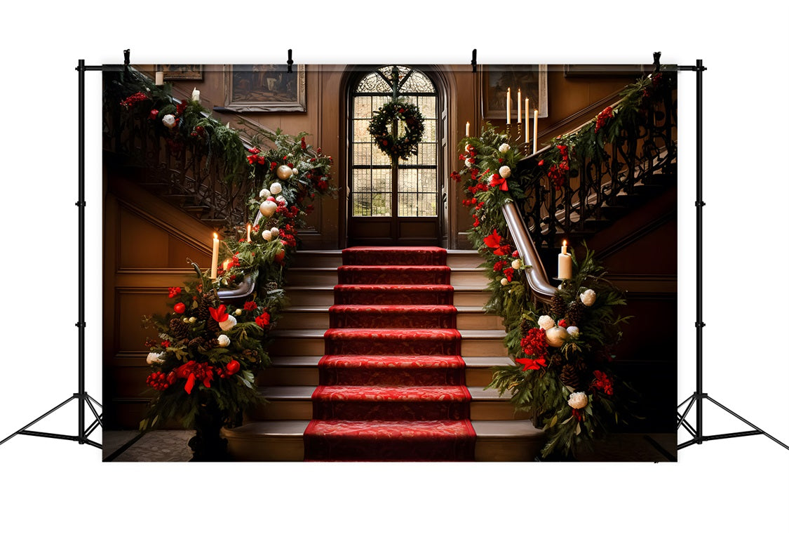 Weihnachten Grand Staircase mit festlicher Girlande Backdrop RR8-265