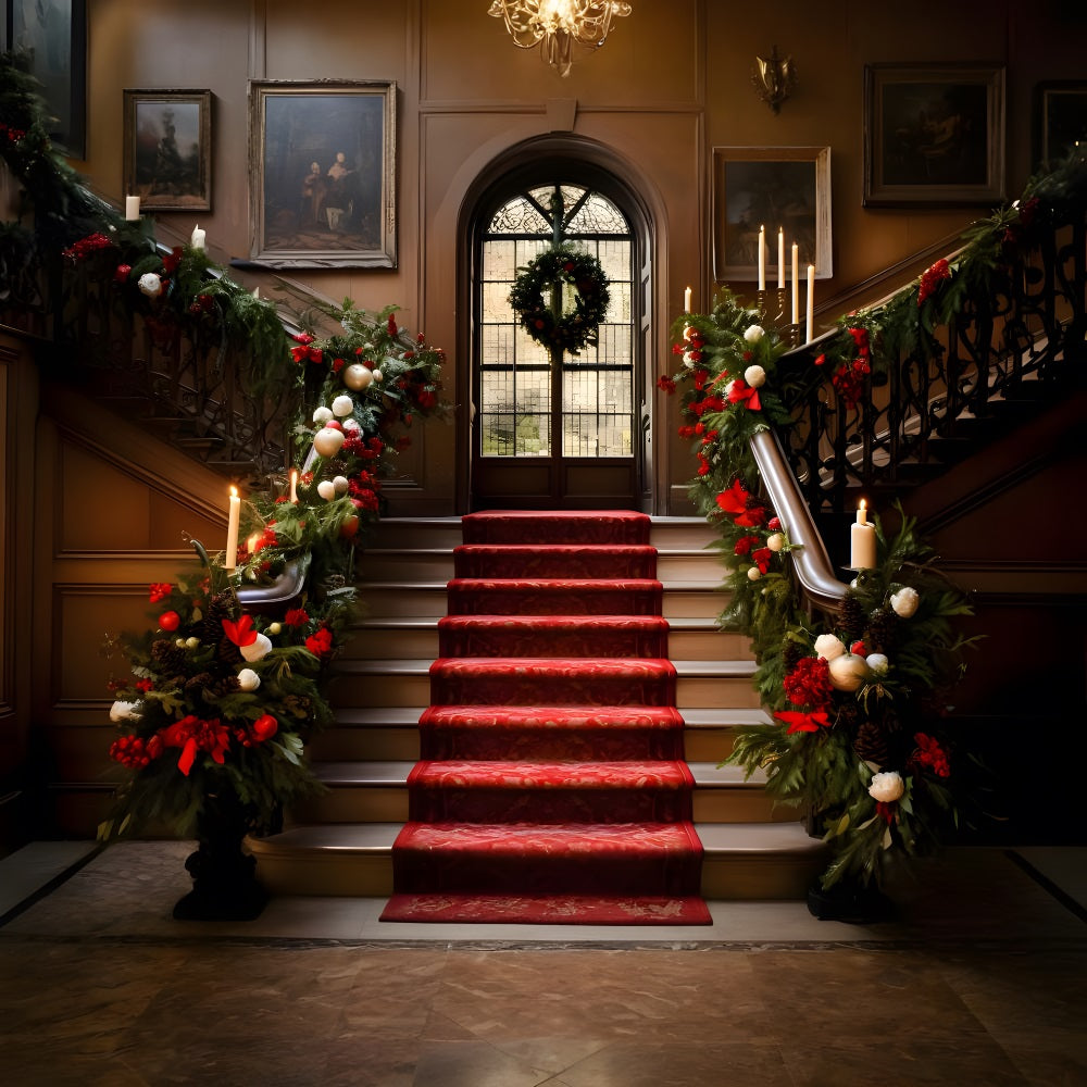 Weihnachten Grand Staircase mit festlicher Girlande Backdrop RR8-265