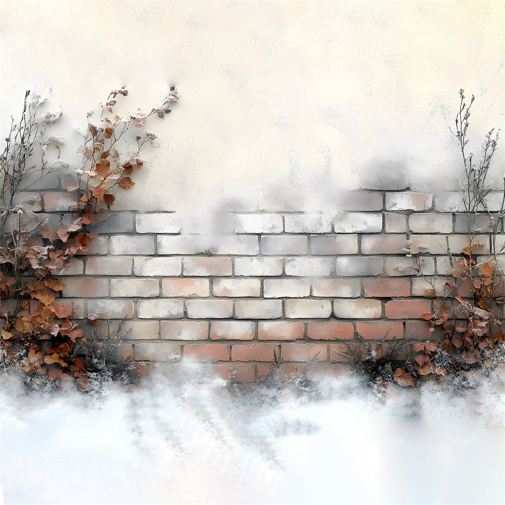 Winter Schnee Frosted Brick Wall Bodenhintergrund RR8-290