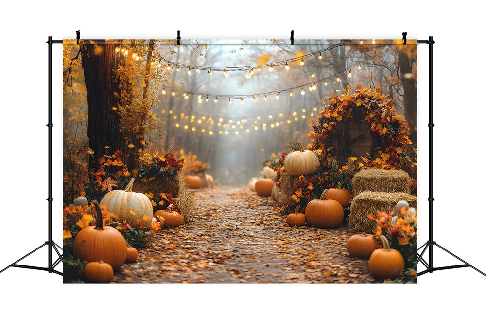 Herbstliche Lichterkette Kürbis beleuchtet Hintergrund RR8-316