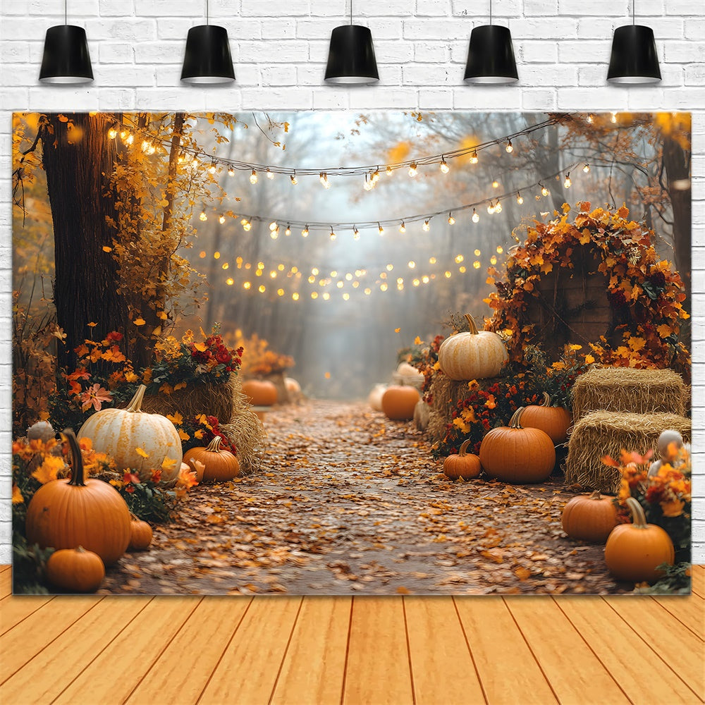Herbstliche Lichterkette Kürbis beleuchtet Hintergrund RR8-316