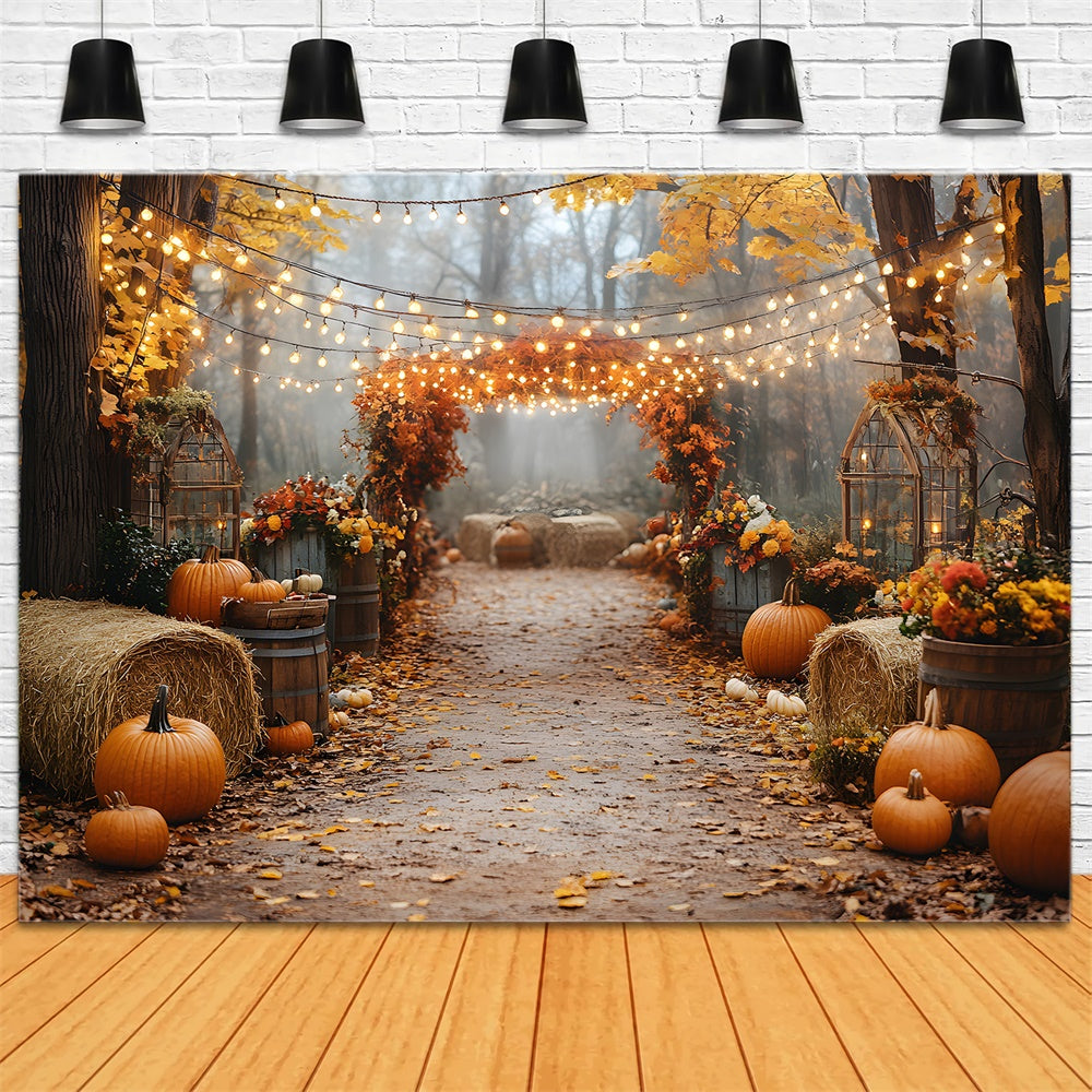 Herbst Kürbis leuchtende Lichterkette Hintergrund RR8-317