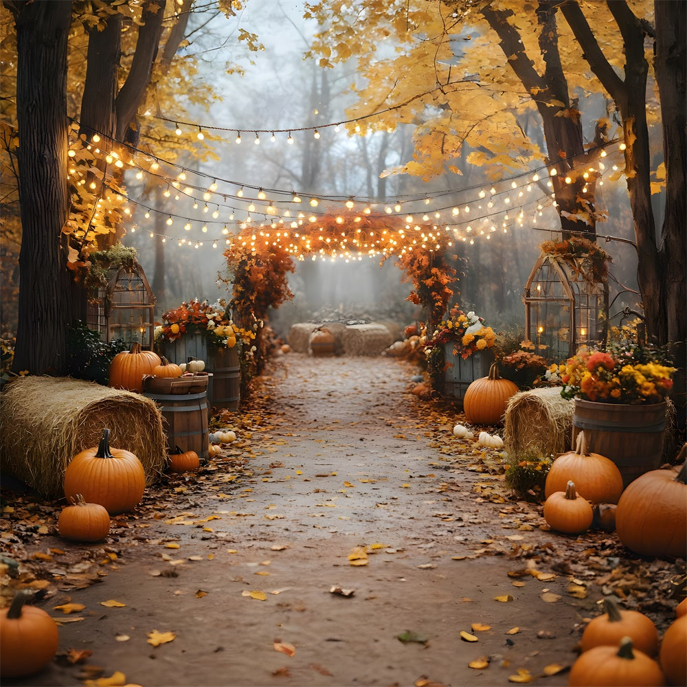 Herbst Kürbis leuchtende Lichterkette Hintergrund RR8-317