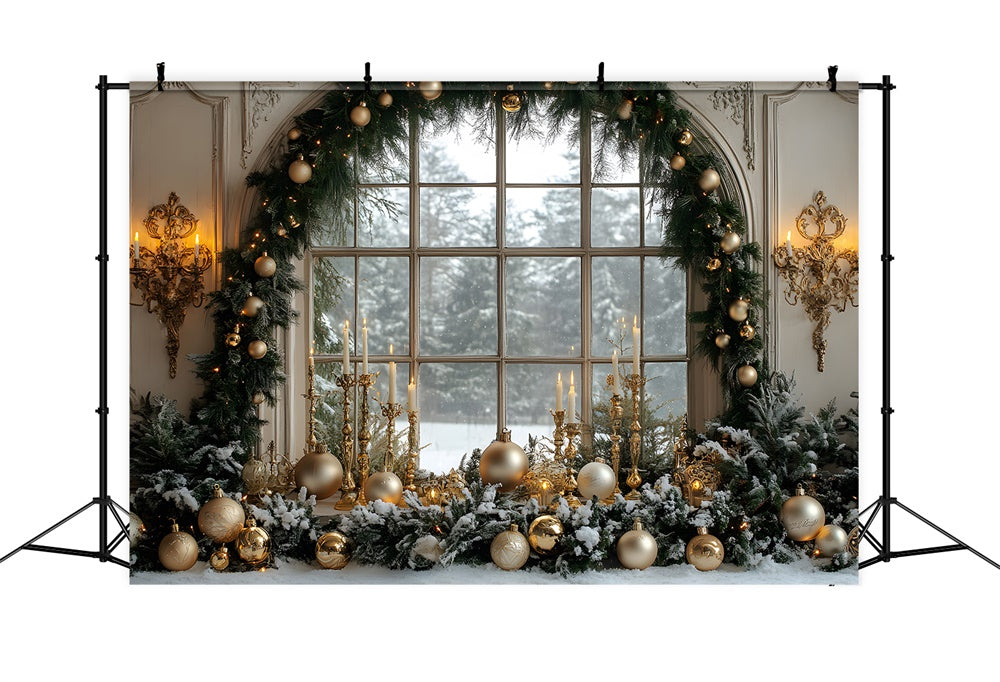 Weihnachtsgirlande geschmücktes Fenster Backdrop RR8-36