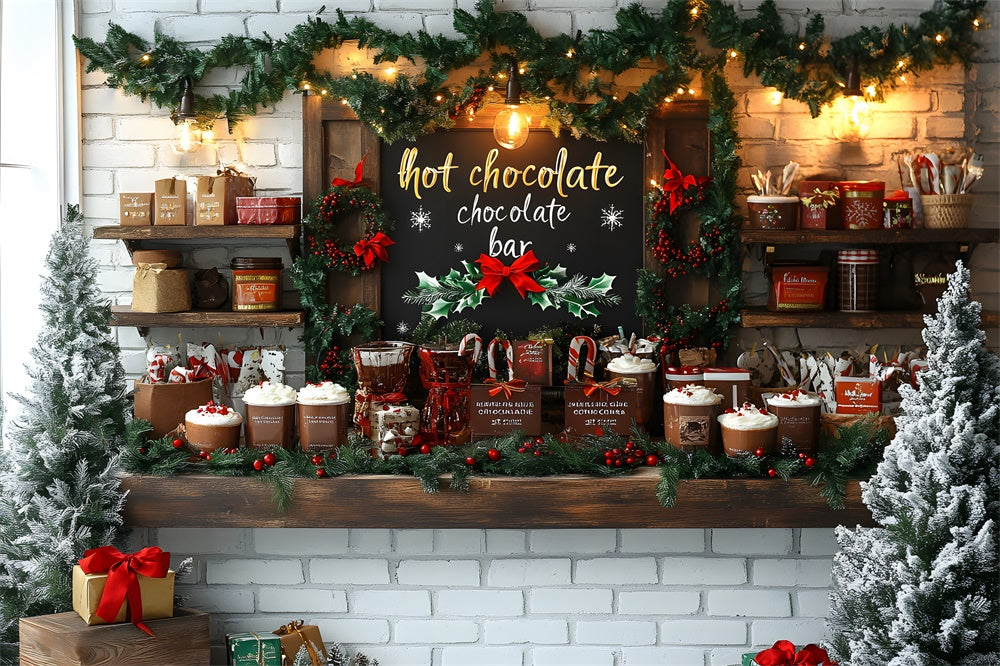 Weihnachtskranz Heiße Schokolade Bar Backdrop RR8-44