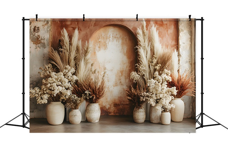 Erdiger Bogen Pampas Boho Hintergrund RR8-483